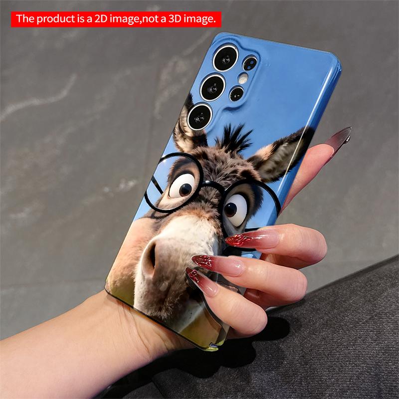 2DFlat Samsung phone case Glasses-Wearing Donkey in Sunny Field Applicable to Galaxy S22 S23 S24 S25ULTRA S26 A12 A13 A14 A15 A16  A34 A35 A54 A55