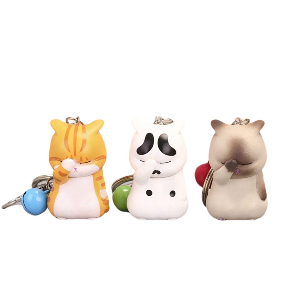 Multi-function Shy Cat Keychain Portable Kitten Keyring Gifts Bag Pendant