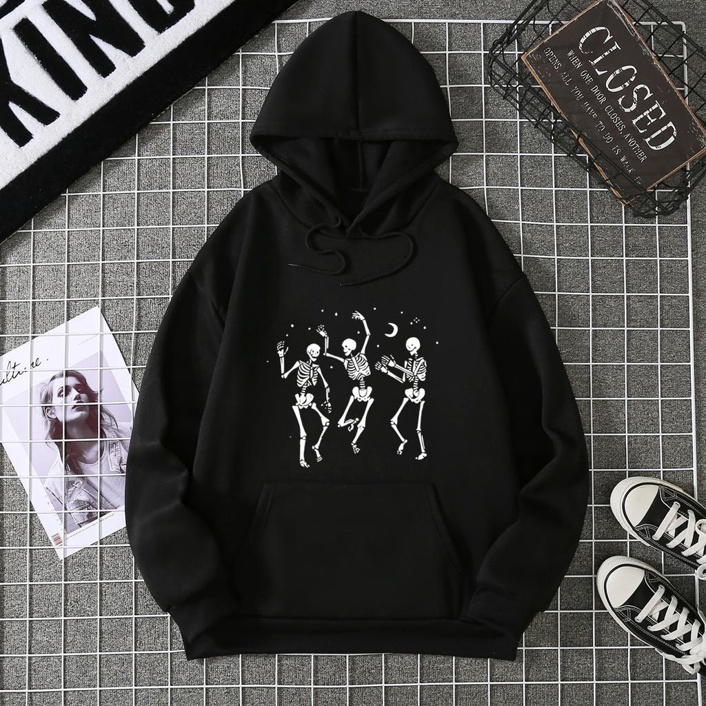 Mingxin Cross-border Women's Clothing Supply Chain Halloween Three-person Skull New Sweater Loose Large Size Women's Coat