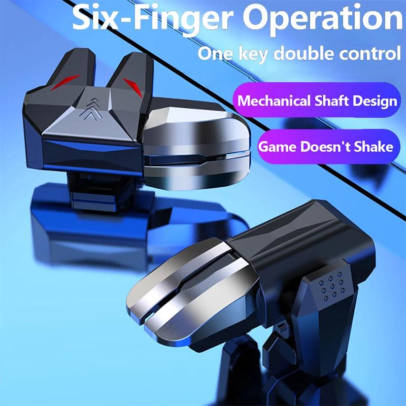 S1 Mobile Phone Game Trigger Gamepad Joystick 6-Finger Aim Shooting L1 R1 Key Button Game Fingertips For PUBG Game Controller