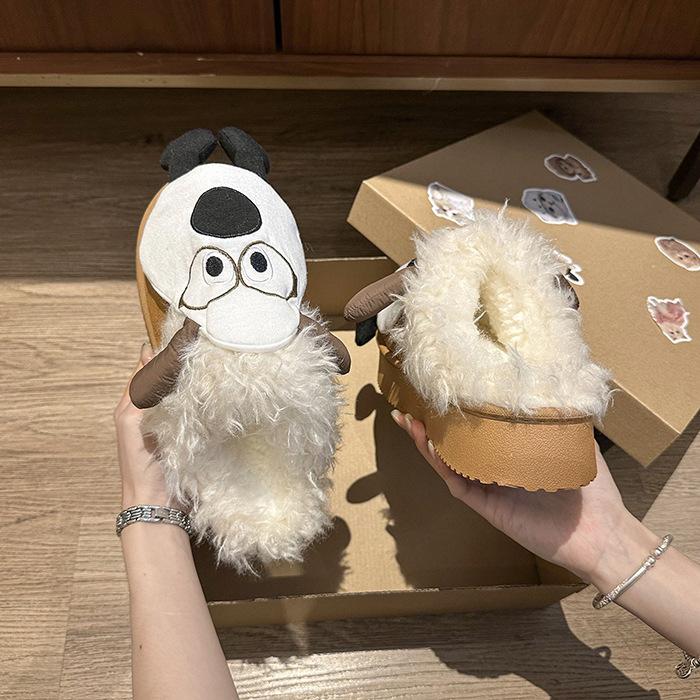 Women's cartoon padded cold warm thick bottom lightweight hiking mountaineering waterproof non-slip sports snow boots cotton slippers