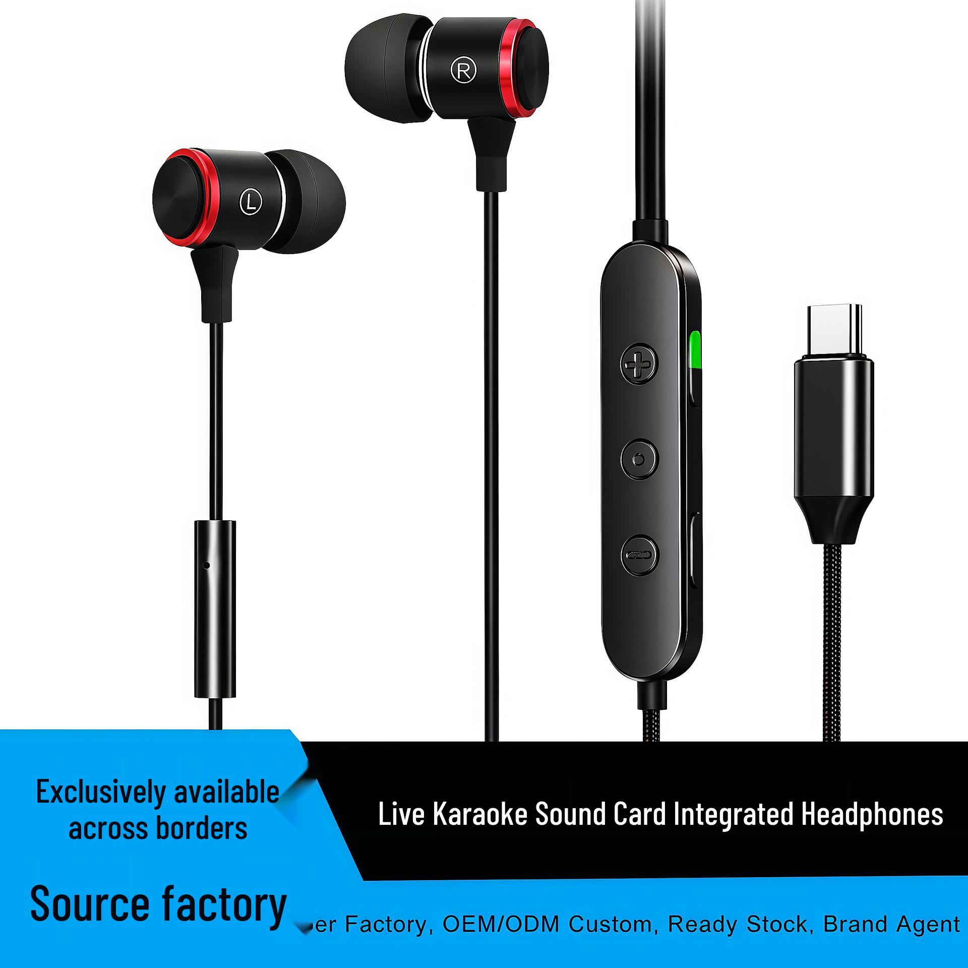 

In-ear wired headphones with built-in sound card, Type-C interface, K song feature, and ear return monitoring for Apple and Huawei devices. Z3 English Version