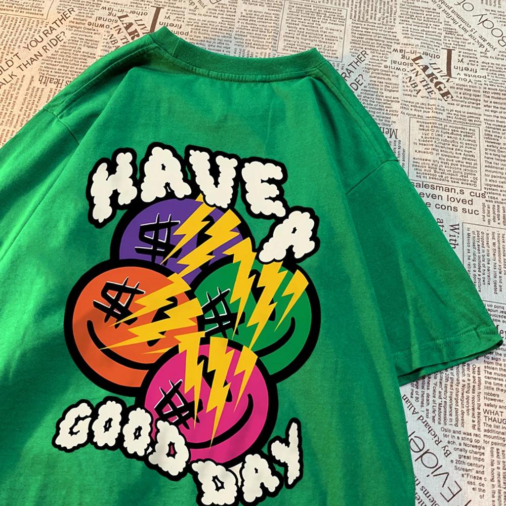Have A Good Day Money Enthusiasts T Shirt Men High Quality Breathable T Shirt Hip Hop Harajuku Soft Clothes Crewneck Loose Tops
