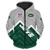 Herren Damen NFL Kapuzen-Reißverschluss-Sweatshirt Digitaldruck Lockerer Schnitt Freizeit-Sportbekleidung Alles