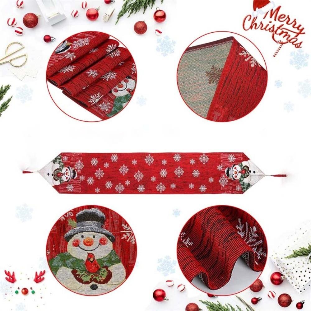 Tree Christmas Table Runner Red Linen Table Cover Long Xmas Desktop Decoration  Gifts
