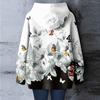 Women's Floral Print Loose Casual Long Sleeved Hooded Sweatshirt