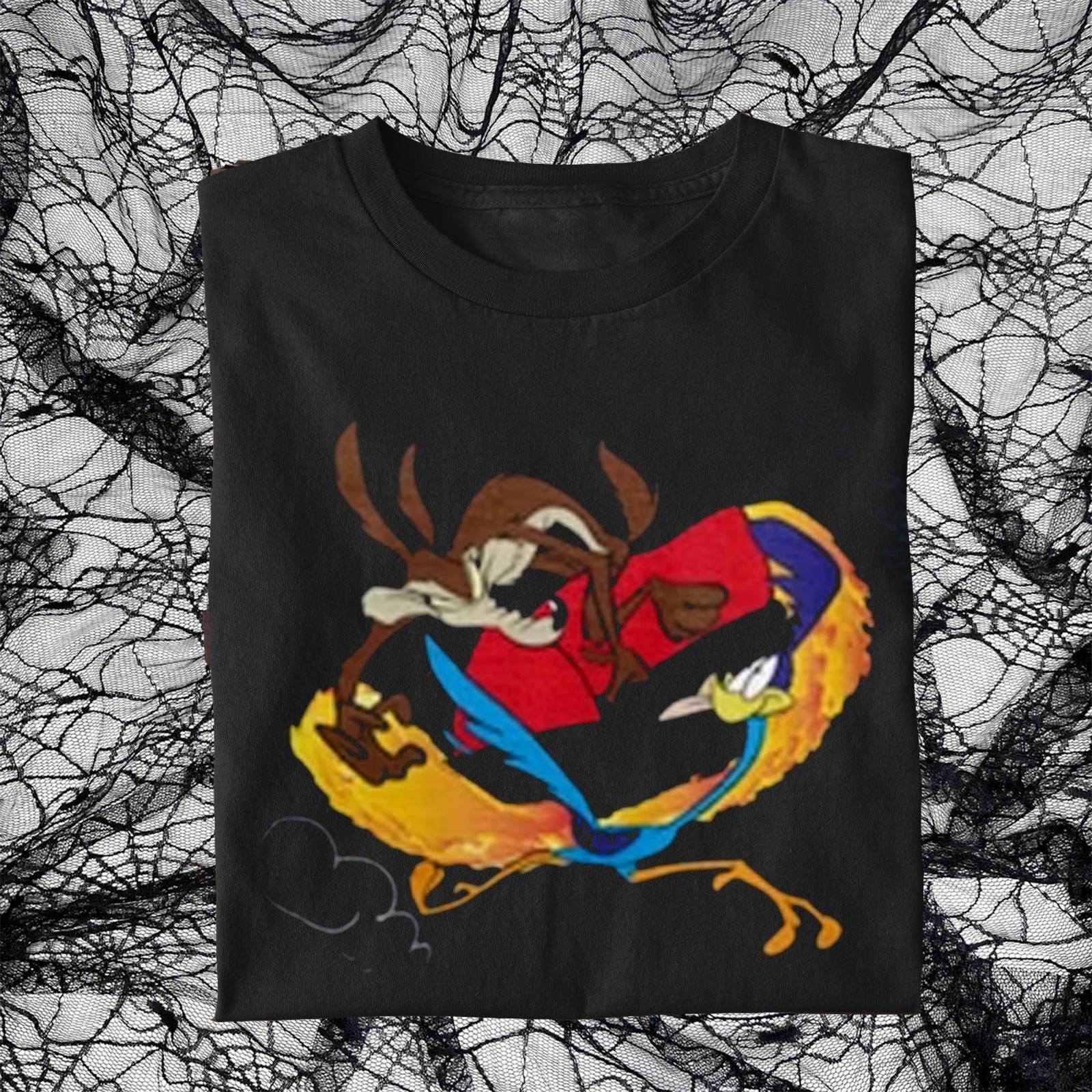 Wile E Coyote and the Road Runner Cotton Black Shirt S-4XL EG602 XXXXL