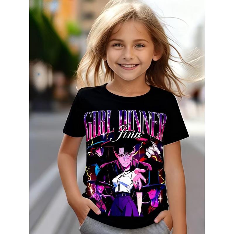 Kpop Demon Hunter Anime Printed T-Shirt Comfortable Fashionable Round Neck Kids Clothes Fashion Casual Tops Soft Girls Colorful T-Shirt