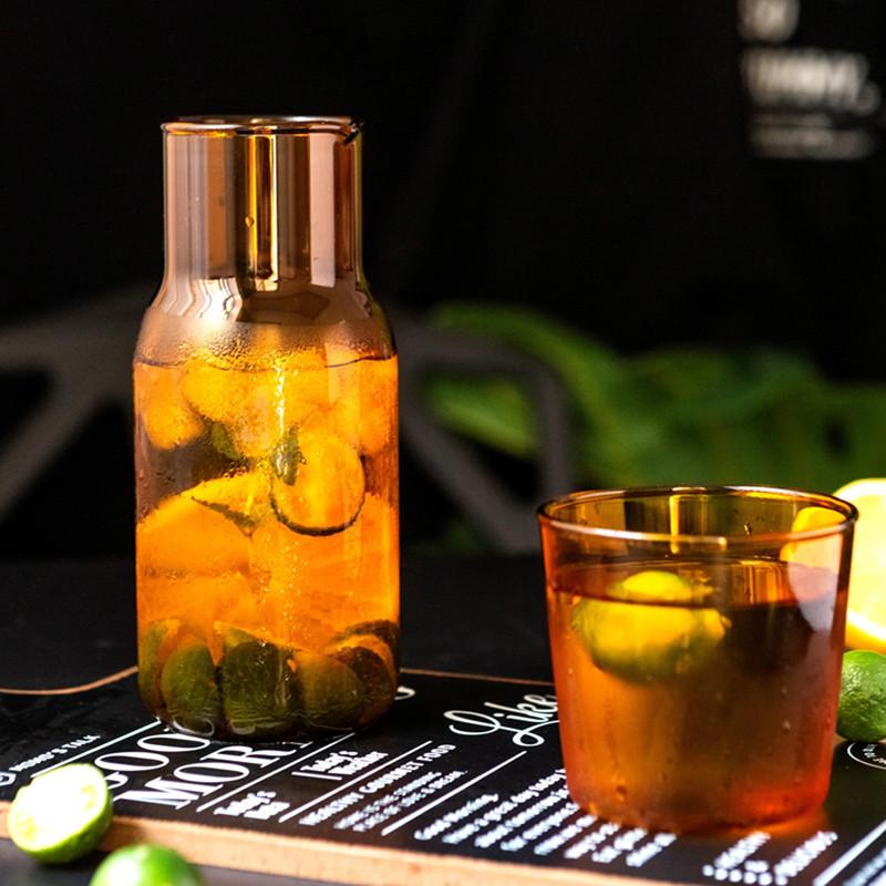 550ml Transparent Candy Color Glass Teacup Set Nordic Heat-Resistant Milk Juice Cool Drinking Cup With Tea Pitcher Water Bottle