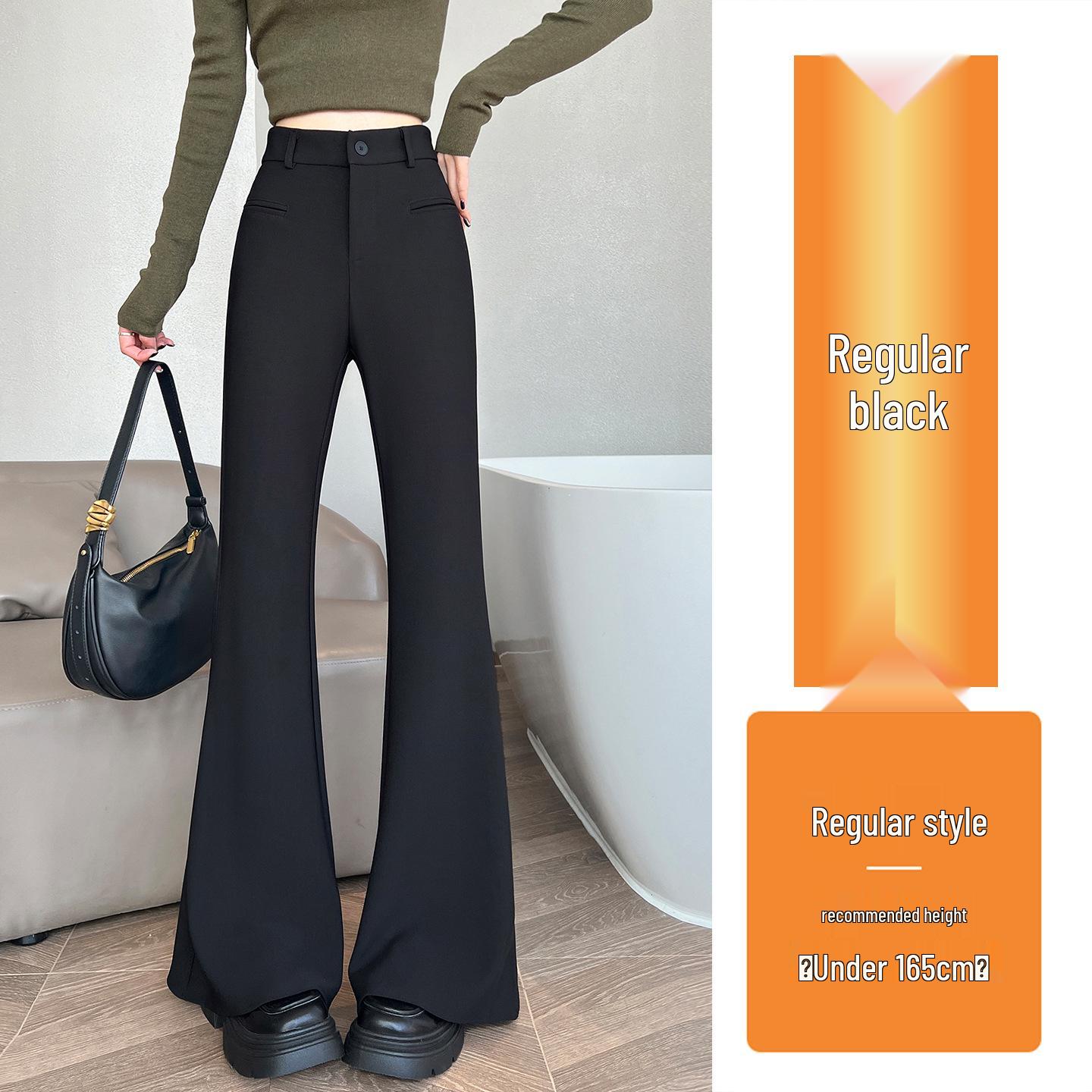 Women s High-Waisted Black Micro-Flare Pants - Spring 2026 Tummy-Slimming Elastic Casualwear M