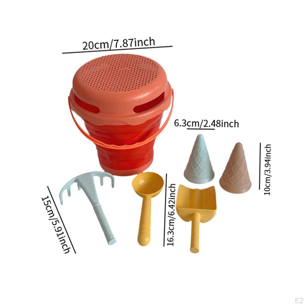 Kids Beach Toys Playset Portable Summer Outing Sandbox Toy Foldable Bucket for Children Boys