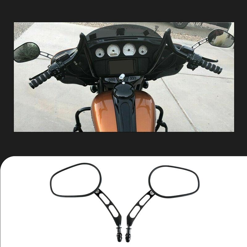 Pair Chrome Motorcycle Universal 8mm Rear View Side Mirrors For Harley-Davidson Street Glide Road King Fatboy