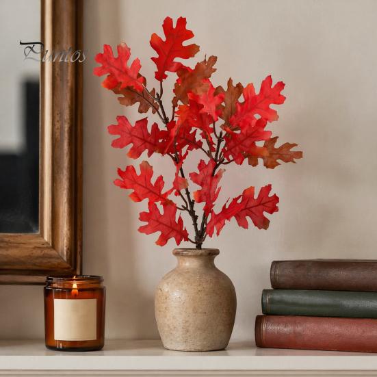 Long Lasting Decorative Plants Artificial Maple Leaves, Faux Silk Hanging Plant for Home Decor, Realistic Cascading Everlasting Tulips Decoration