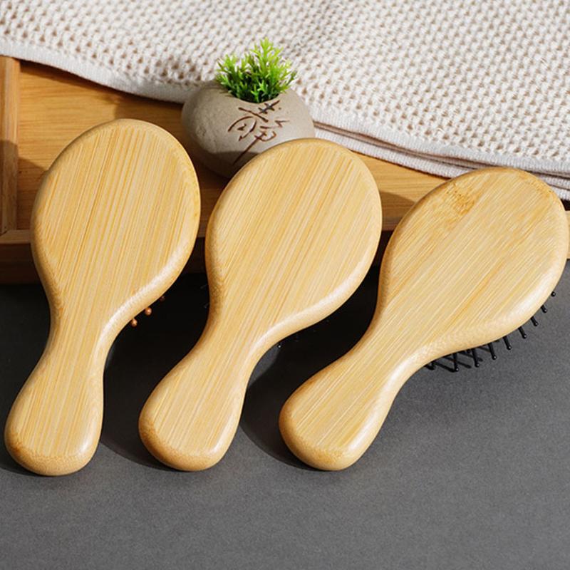 Mini Hair Comb Eco-Friendly Wooden Portable Air Cushion Cute Airbag Anti Static Wide Round Head Tooth Massage Combs Hair Brush