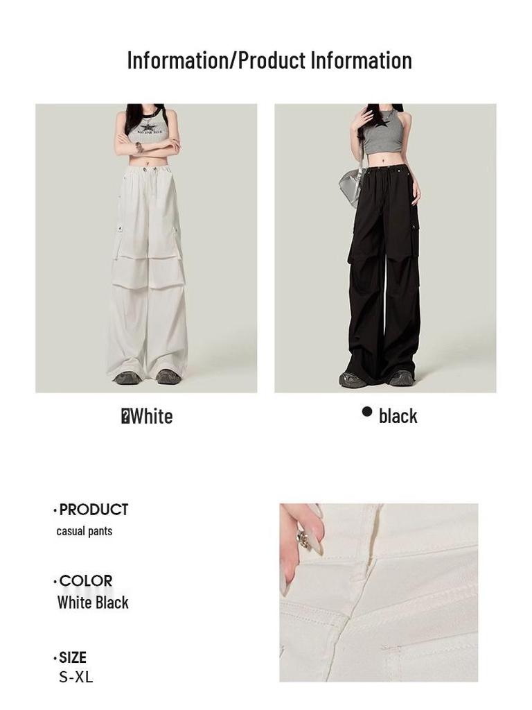Women's Retro High-Waist Wide-Leg Quick-Dry Cargo Pants
