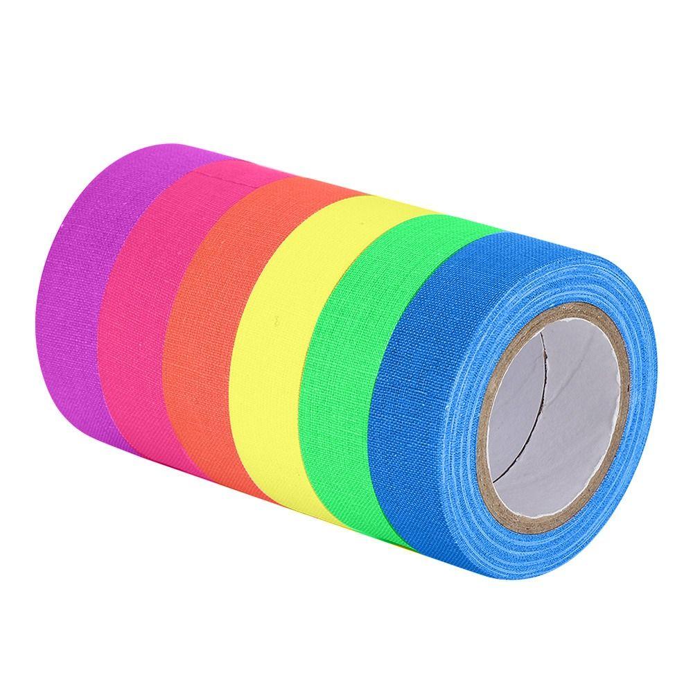 6PCS High Viscosity Fluorescent Cloth Tape Multi-Color Neon Gaffer Tape Luminous Tape  Floor Marking