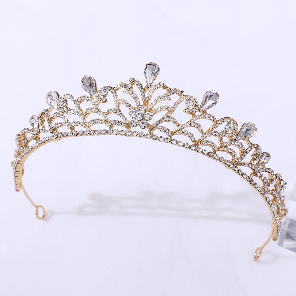 Zuangang's New Wedding and Birthday Headband, Baroque Leaf Alloy Inlaid with Rhinestones, Bridal Small Crown