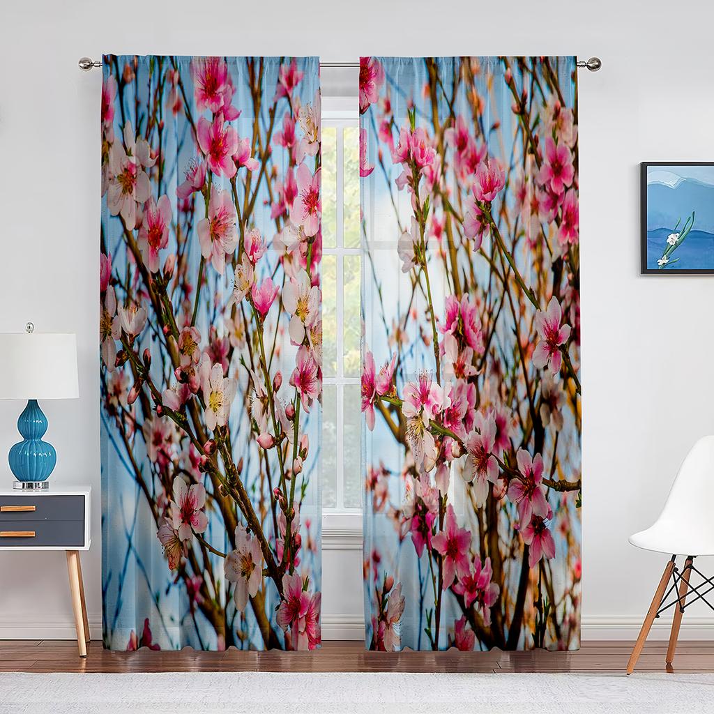 Vår Vackra Vita Blommor Blommig Skir Voile Gardiner för Sovrum Vardagsrum Kök Dekor Chiffong Tyll Fönstergardin