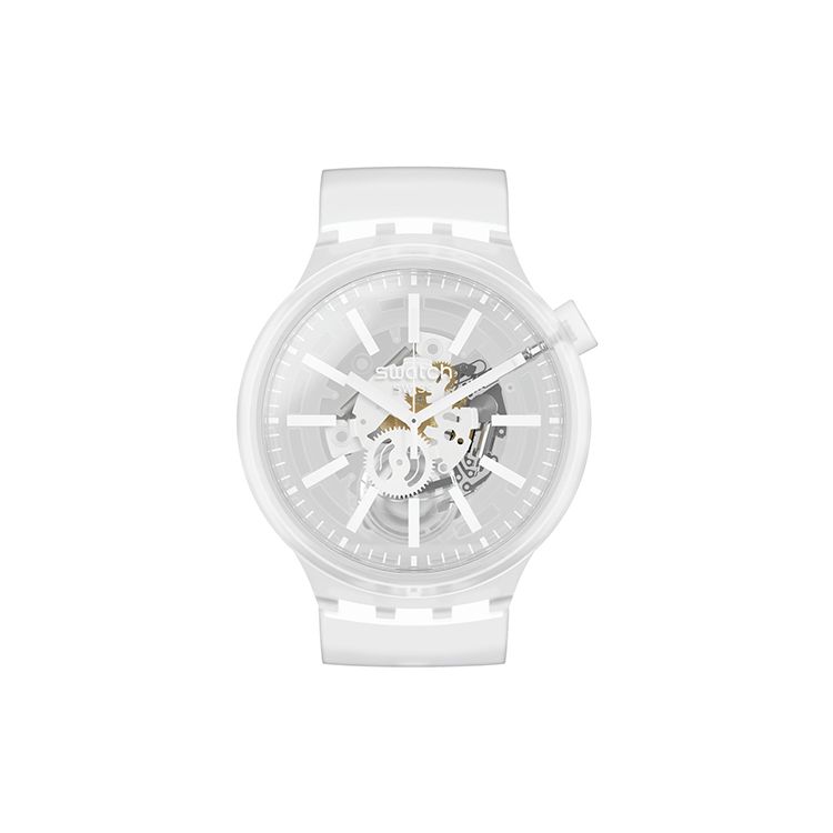 Swatch Earth Series Quartz Movement Waterproof Minimalist Watch 47Mm White Dial Plastic Case Silicone Strap Women watches SO27E106 White Dial