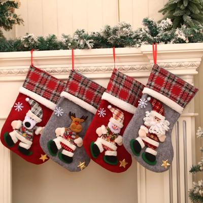 New Large 3D Doll Christmas Socks Festival Decorations Children's Gift Bags Candy Bags