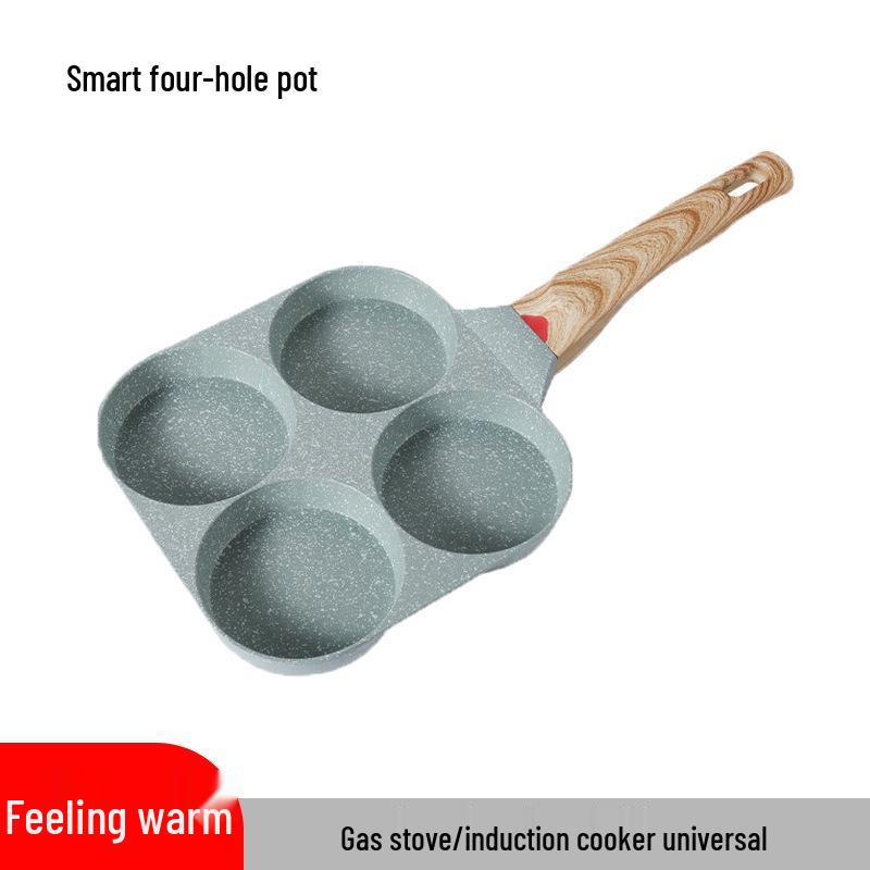 Carefully Crafted Maifan Stone Non-Stick 4-Hole Egg & Burger Frying Pan for Breakfast