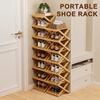 Wooden Folding Shoe Rack No Assembly 2/3/4/5/6/7 Tiers Bamboo Corner Shoe Rack Hallway Entryway Small Space Shoe Organizer Shelf