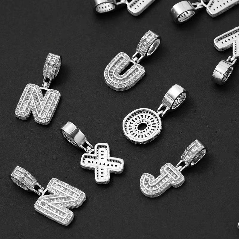 Rock Candy Letter Pendant: Trendy European & American Hip-Hop Style Copper Zircon Necklace with 26 English Alphabet Options