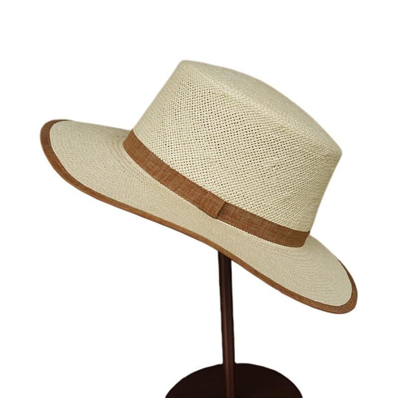 French Cream Beige Woven Flat Top Top Hat Women'S Summer Sun Protection Sunshade Holiday Beach Small Fresh Wide Brim Straw Hat