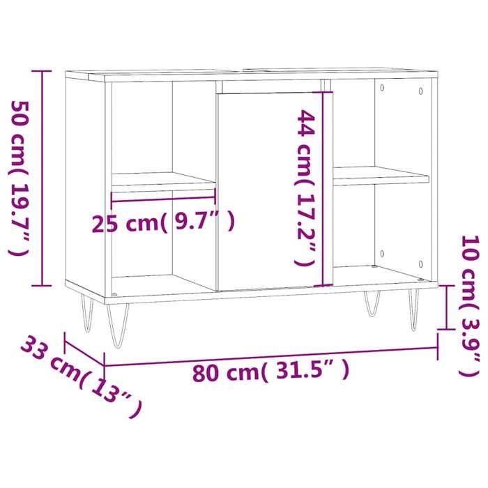 VidaXL Bathroom Cabinet Concrete Grey 80x33x60cm Engineered Wood 831632