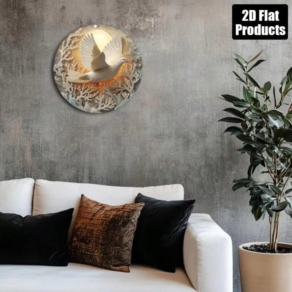 2D Round Metal Sign 8x8 Inch Pigeon Wall Art Rustproof Home Bar Cafe Office Decor Holiday Gift
