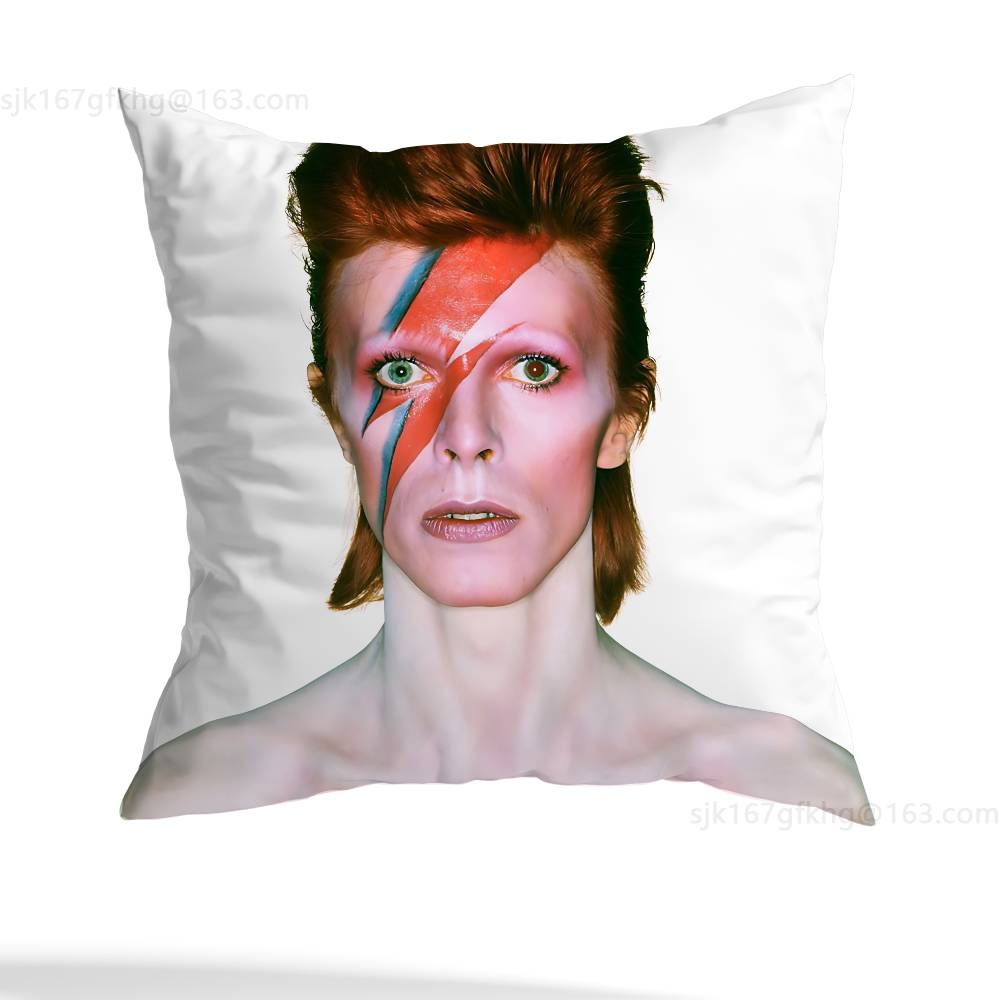 Federa Cuscino Quadrata Stampa Double-Sided Corto Peluche Copricuscino Divano Camera da Letto Comodino Singer D-David B-Bowie