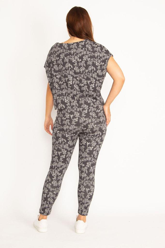 Set Trening Mărimi Mari pentru Femei, Mărimi Mari, Set Bluză și Pantaloni din Bumbac Organic Afumat