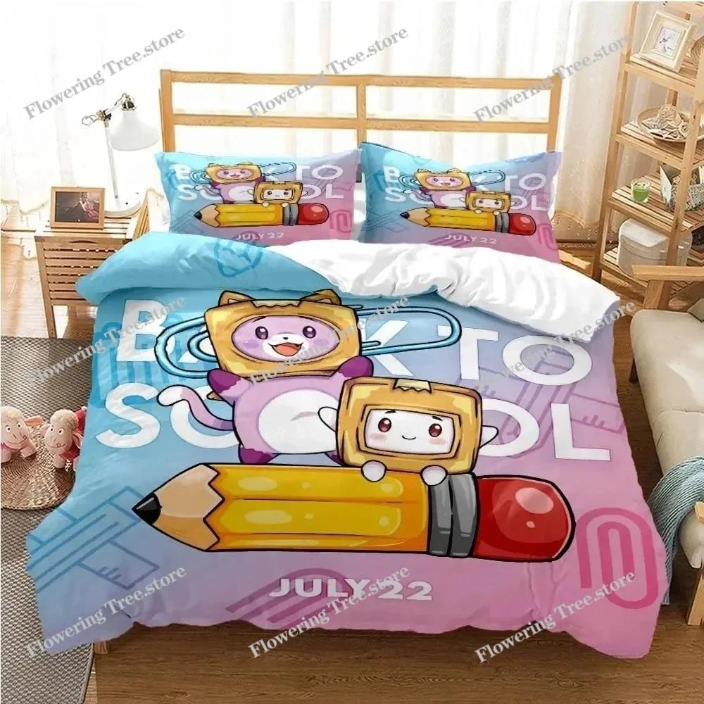 Cute L-Lankybox Bedding Sets 3D Printed Quilt Cover and Pillowcases Foxy Boxy Duvet Cover SingleDoubleQueenKing