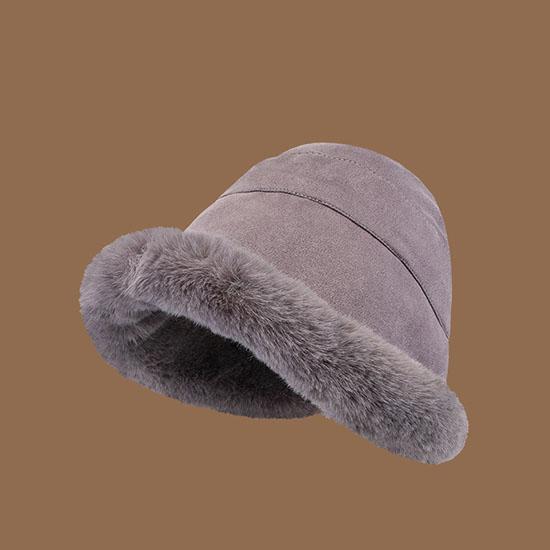 Autumn Winter Bucket Hat for Women Thickened Warm Wool Cap Dome Wide Brim Hat Soild Color Windproof Hat Clothes Accessories