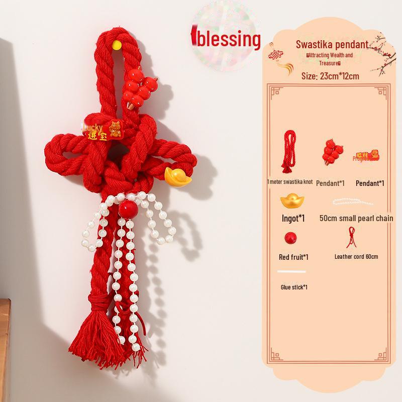 

Новогодние украшения с узлом ваньцзы и благословениями - Праздничное настенное украшение для празднования года Змеи