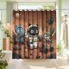1pc of Bathroom Shower Curtain, Sci-fi Comic Exhibition, Trendy Technology Festival Shower Curtain, Includes 12 Hooks, 180*180