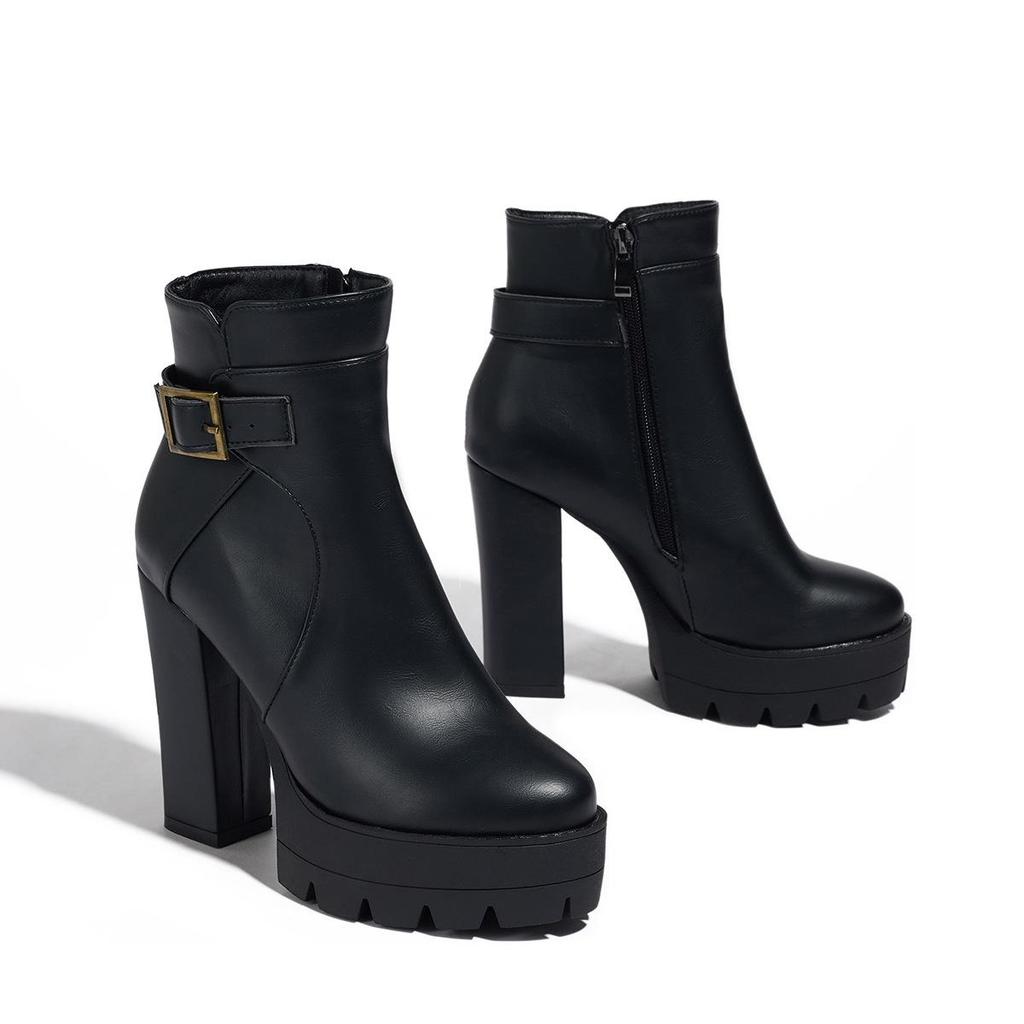 Vielseitige Wasserdichte Plateau-Martinstiefel mit Hohem Absatz für Damen - Herbst/Winter 2026, Übergrößen 41-43