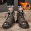 British Style Retro Martin Boots Fleece Thickened Warm Youth Tide Tooling Short Boots Men'S Shoes