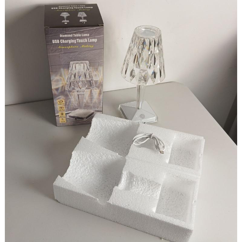 1 STÜCK USB Kreative Kristall Diamant Schreibtischlampe Schlafzimmer Nachttisch Umgebungslicht Aufladen Touch Nachtlicht