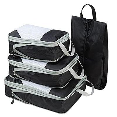 4 Stück/Set Kompressions-Packwürfel Reiseaufbewahrungstasche Kofferpacken Netztaschen für Kleidung Unterwäsche Schuhe