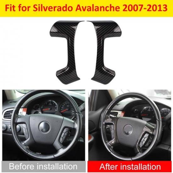 Steering Wheel Control Trim Cover Carbon Molded Fit For Suburban Tahoe 2007-2013