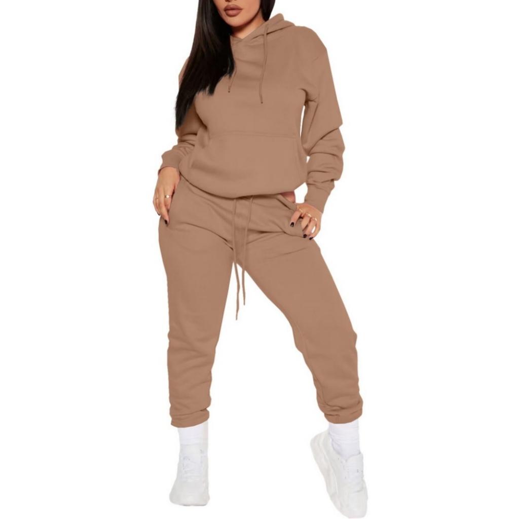 Fashionable Women's Casual Sweatshirt Hooded Sports Suit