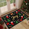 [2D FLAT] Joy Christmas Stocking Bell Gift Cane Candy Holly Christmas Tree Snowflake Doormat Non-Slip Durable Flannel Mat 1.02cm Sponge Thickness Mach