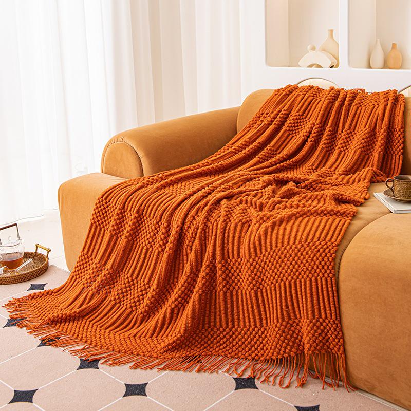 Light Luxury Solid Color Sofa Blanket - Air Conditioning, Decorative, Office Nap, Homestay, Autumn/Winter Use