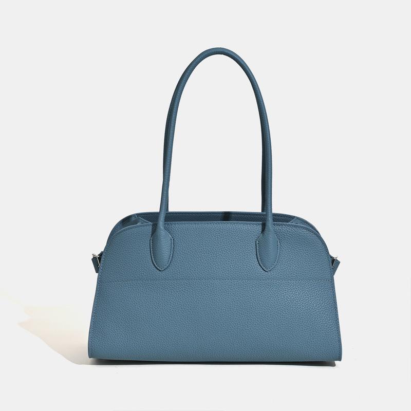 New Large-capacity Boston Bag Women's Commuter First-layer Cowhide Tote Bag Single Shoulder Axillary Bag High-end Bowling Bag