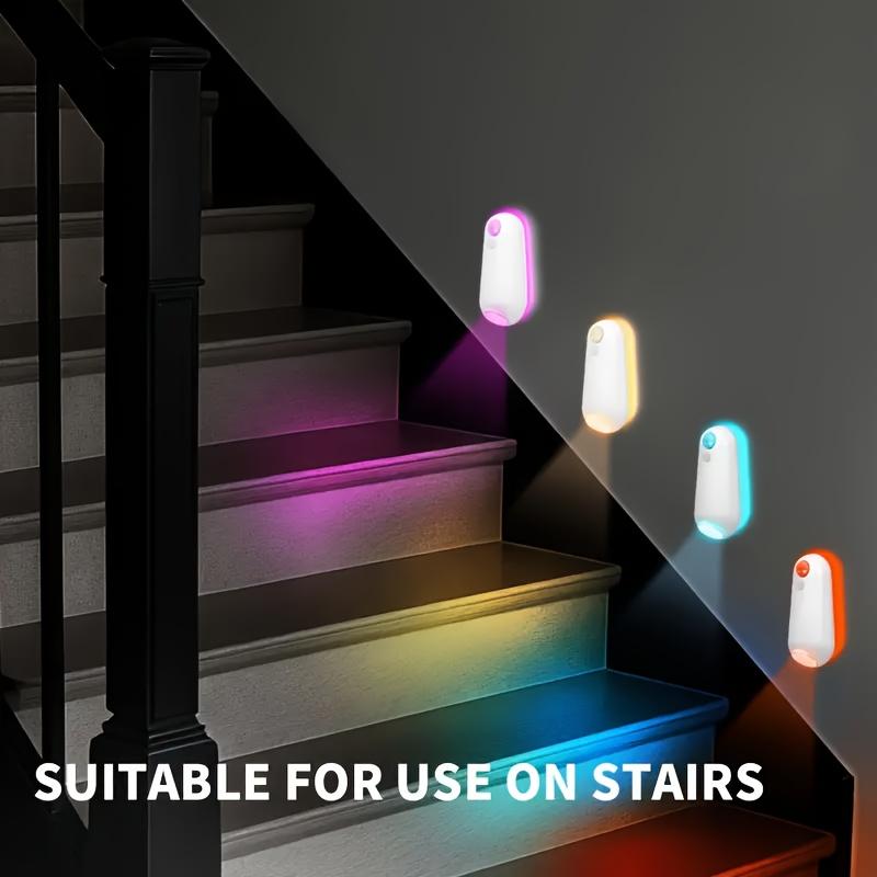 ABS material sensor-activated floor edge light (7 colors), snap-on installation. Nighttime sensor lighting, suitable for stairs/bathrooms/bedrooms.