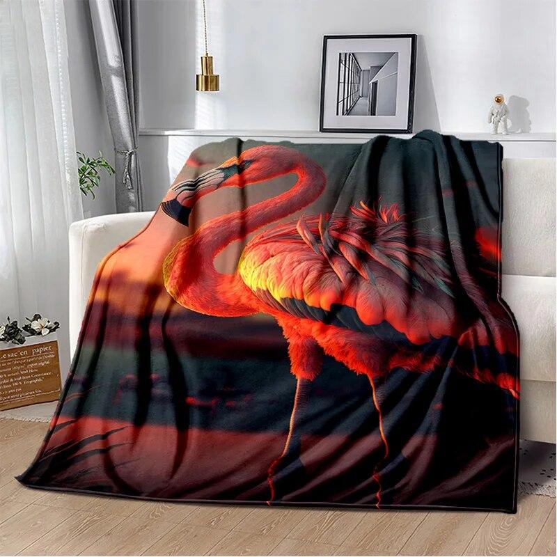 Cartoon Pink Flamingo Rainforest Love Bird Blanket,Soft Throw Blanket for Home Bedroom Bed Sofa Picnic Travel Cover Blanket Kids