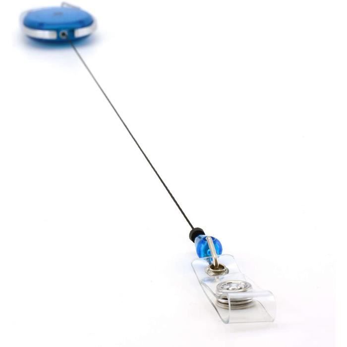 Lanière Tour de Cou - Bleu - Set de 3 - Porte-Badge Rigide - Clip Rétractable - Cordon Sécurisé