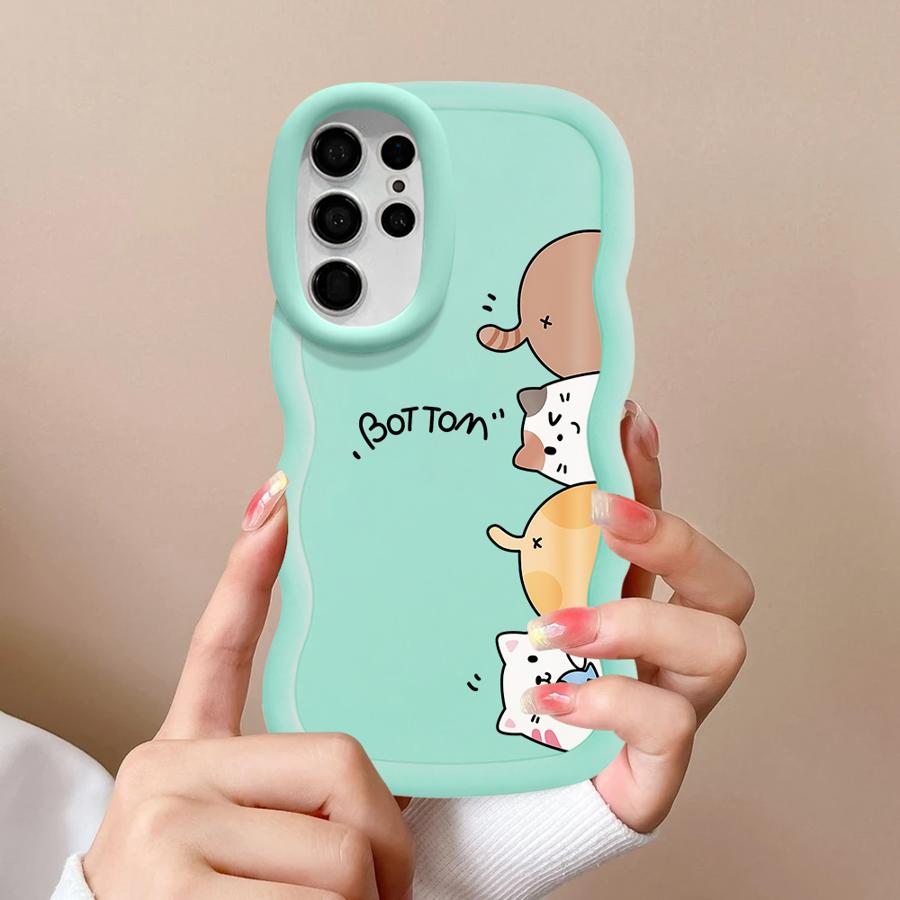 Soft Phone Cover Case for Samsung Galaxy S22 Ultra S24 S20 FE A25 S25 S21 A26 S23 Plus A55 A54 A34 A35 A24 A36 Cute Cartoon Cat