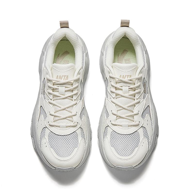 Anta Casual Versatile Shock Absorbing Wear Resistant Low Top Dad Shoes Women sneaker White Gray 922538839-1